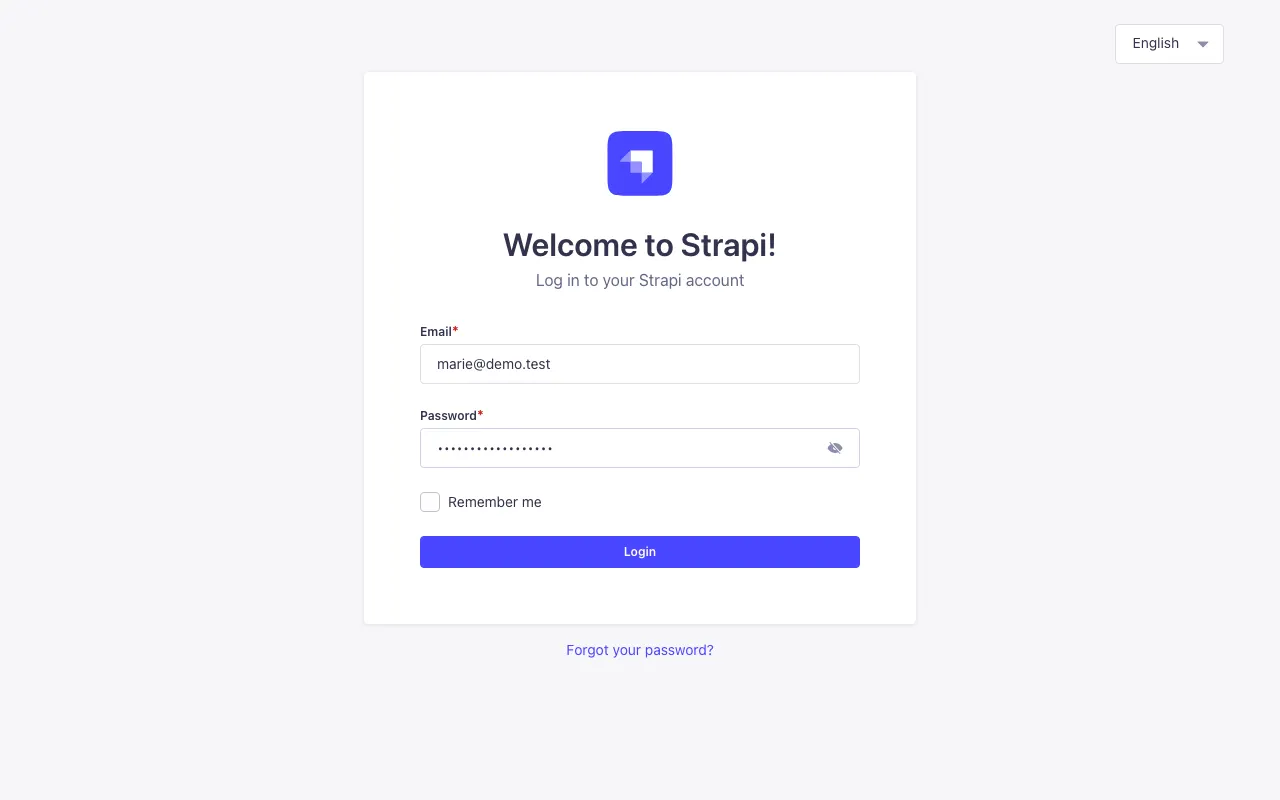 The login page, with e-mail and password fields