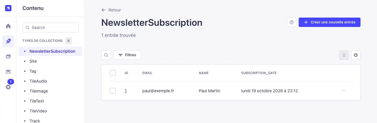 La liste des abonnés à la newsletter