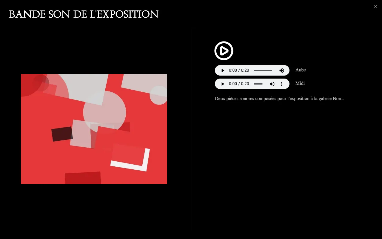 An open audio tile: the cover on the left, the player and the tracks on the right