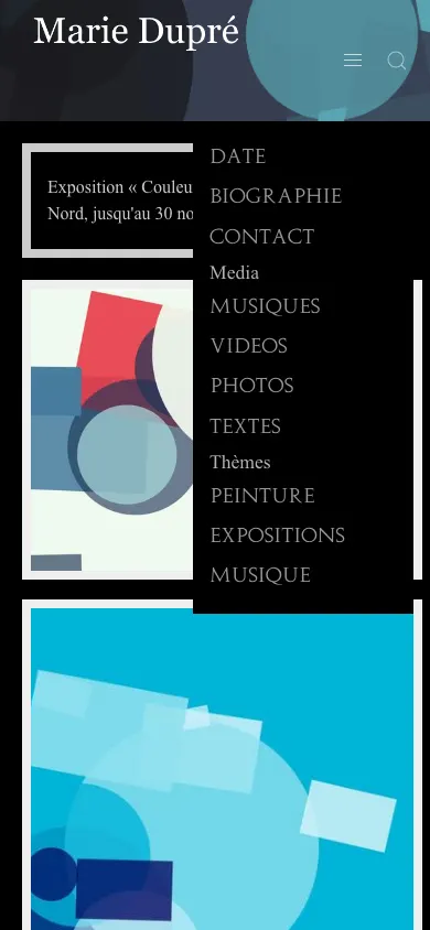 The site's menu open on a phone