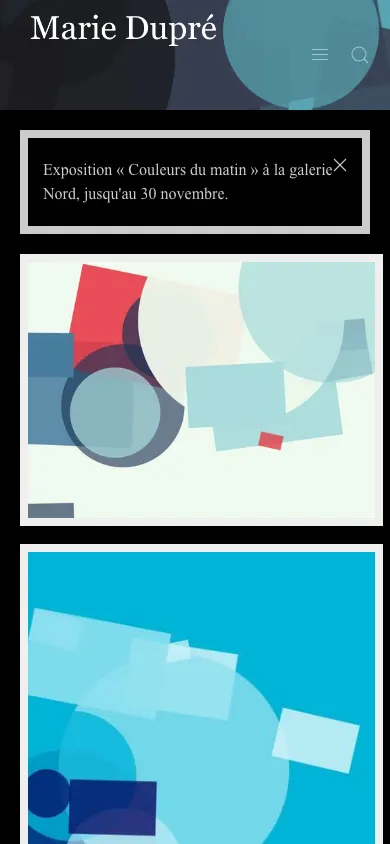 The site's home page on a phone