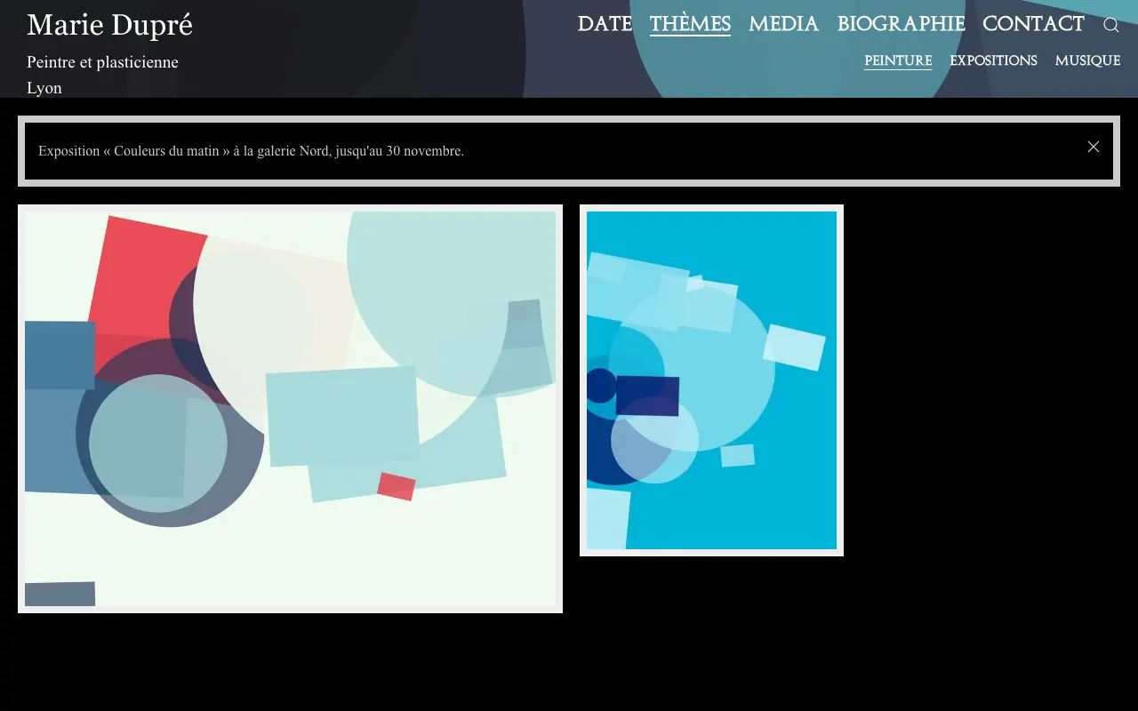 A theme's page on the site